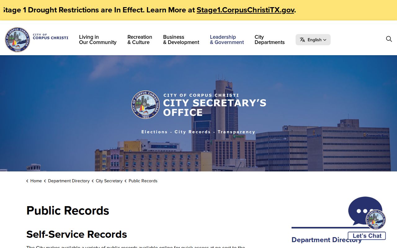 Corpus Christi residents directory city public records page