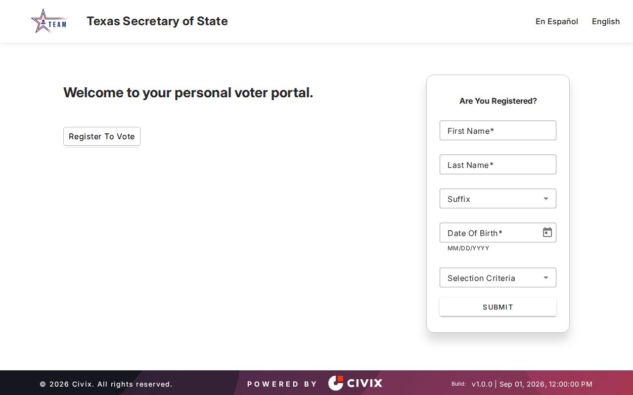 Corpus Christi residents directory Texas voter lookup screen